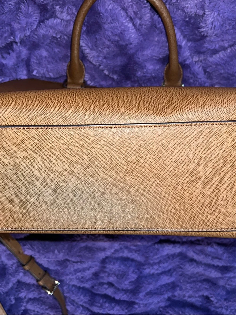 Michael Kors Saffiano Zip Pouch in Tan Brown with Gold Logo
